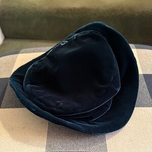 Green Velvet Hat with Floral Inner Lining